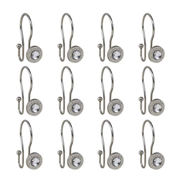 Utopia Alley Double Shower Curtain Hooks for Bathroom Rustproof Zinc Shower  Curtain Hooks Rings Crystal Design in Polished Chrome HK18SS - The Home  Depot