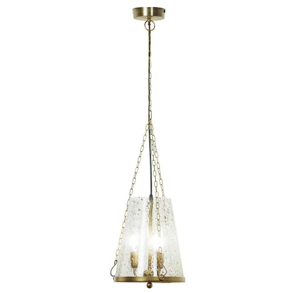 River of Goods Agatha 3-Light Gold Pendant Light with Textured Glass Empire Shade