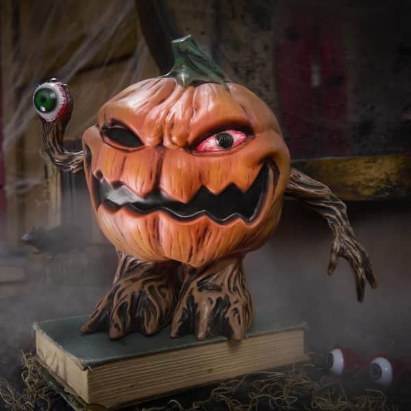 Animated LED Jack-O-Lantern Holding Eyeball
