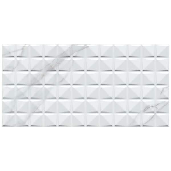 MSI Dymo Statuary Chex White 12 in. x 24 in. Glossy Ceramic 3D Patterned Wall Tile (960 sq. ft./Pallet)