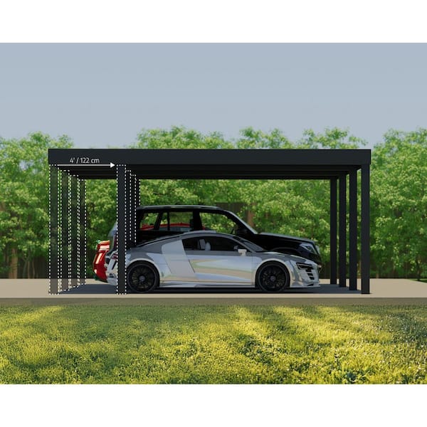 CANOPIA Oslo 20 ft. x 40 ft. Black/Gray Opaque Double Carport
