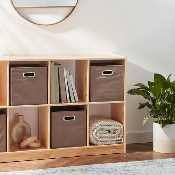11 in. H x 10.5 in. W x 10.5 in. D Taupe Fabric Collapsible Cube
