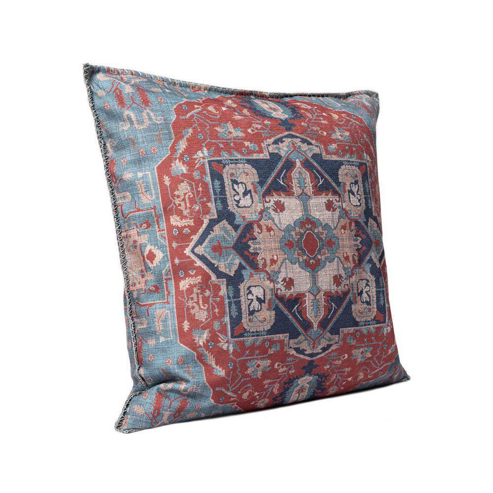 Red and Navy Persian Medallion Square Throw Pillow