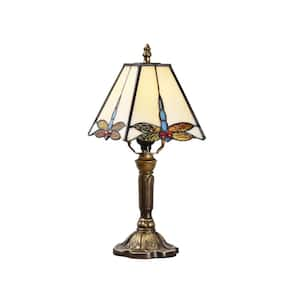 Decorative 14.6 in. Multicolored Tiffany-Style Table Lamp Dragonfly Classic Desk Lamp