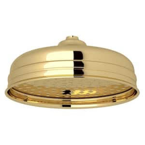 1-Spray Pattern 8 in. Wall Mount Fixed Showerhead in Unlacquered Brass