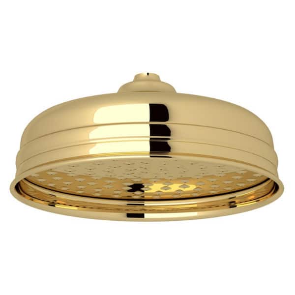 ROHL 1-Spray Pattern 8 in. Wall Mount Fixed Showerhead in Unlacquered Brass