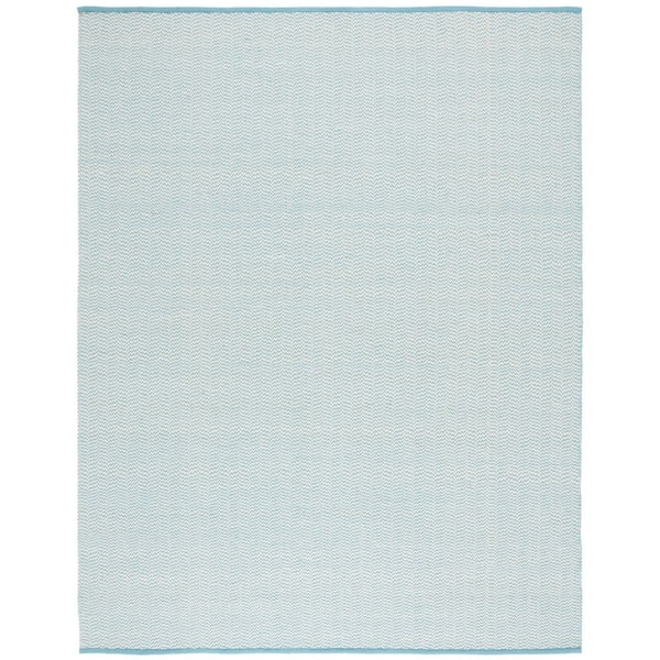 Vermont 8 ft. x 10 ft. Teal/Ivory Chevron Striped Area Rug