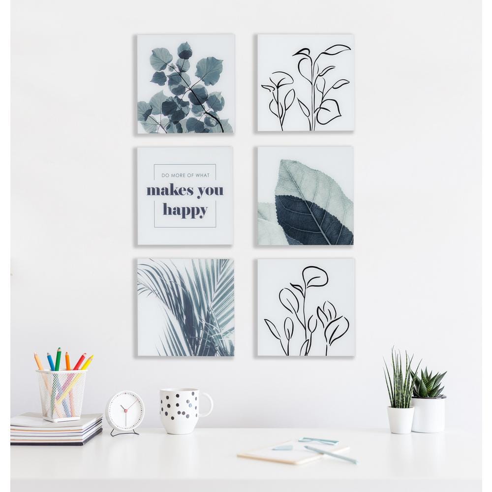Modern Green and White Botanical Acrylic Wall Art Set