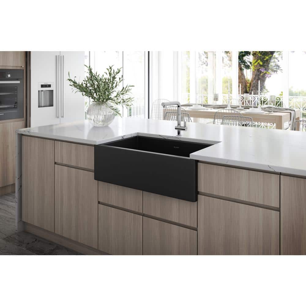 Matte Black Fireclay Modern Farmhouse Single Bowl Kitchen Sink