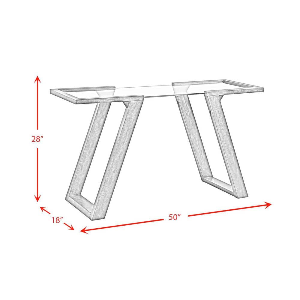 Espresso Aerodynamic 50'' Sofa Table with Tempered Glass Top
