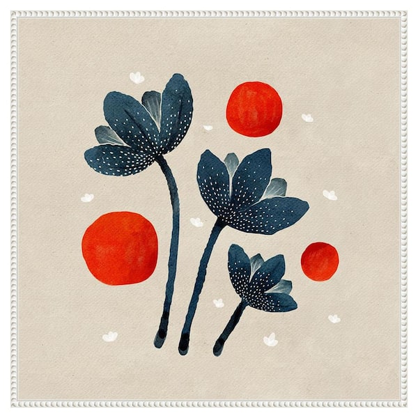 Amanti Art Blue Flowers II by Katie Oshea 30 in. W x 30 in. H. Canvas Wall Art Print Framed in White