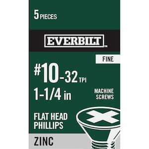 #10-32 x 1-1/4 in. Phillips Flat Head Zinc Plated Machine Screw (5-Pack)