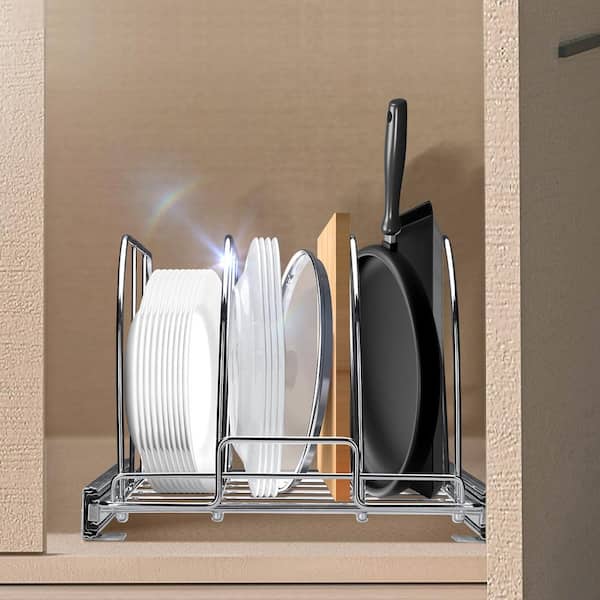 VyGrow Pots and Pans Organizer Under Cabinet, Pot and Pan Organizer with 10  Adjustable Dividers, Slide Out Cutting Board, Bakeware, and Tray Organizer