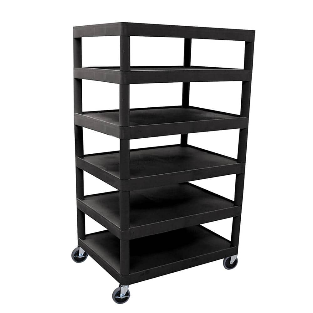 Luxor BC 32 in. 6-Shelf Plastic Utility Cart, Black BC60-B - The Home Depot