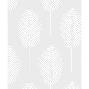 31.35 sq. ft. Off-White Palm Leaf Vinyl Paintable Peel and Stick Wallpaper Roll