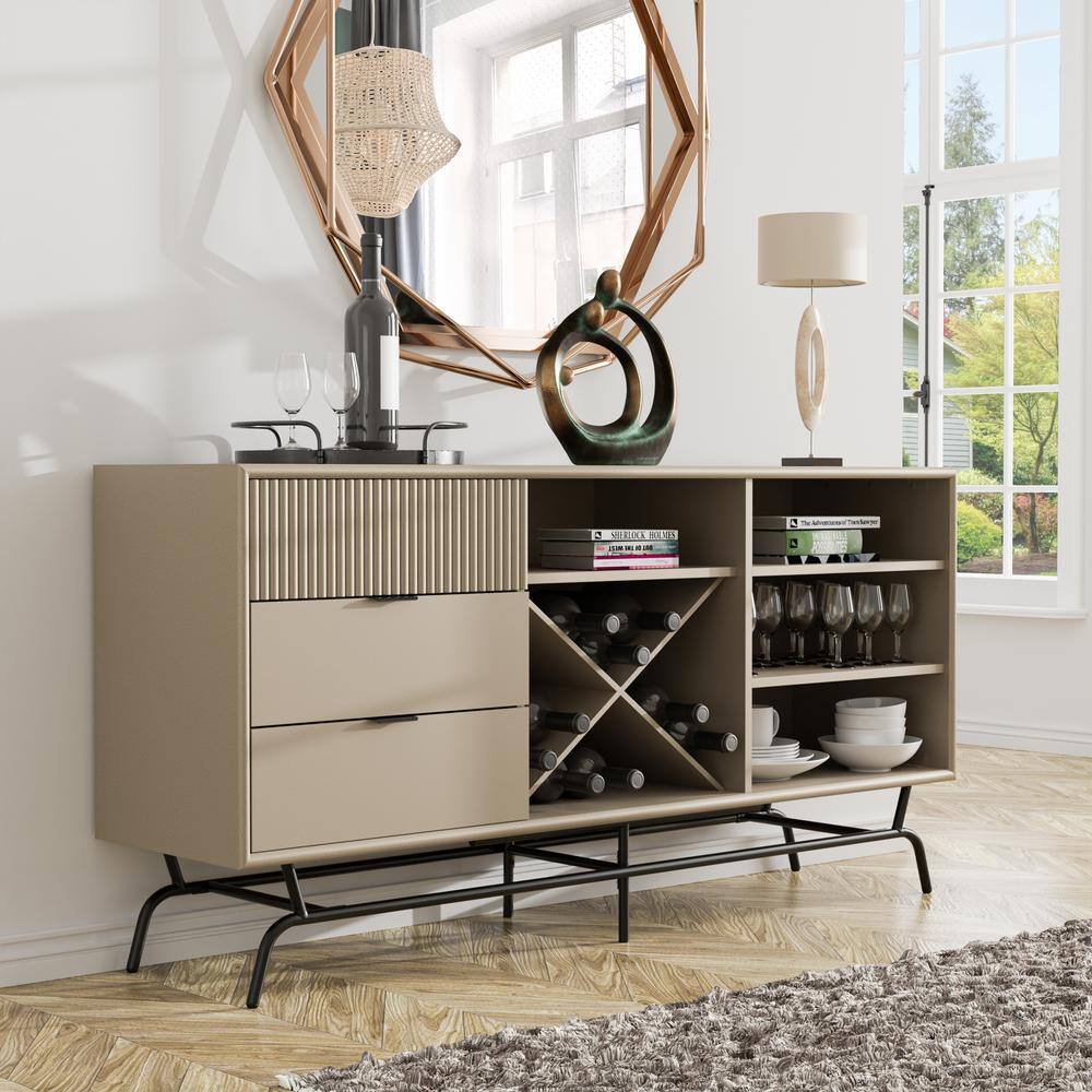 Furniture of America Yaztra Light Taupe and Black TV Stand