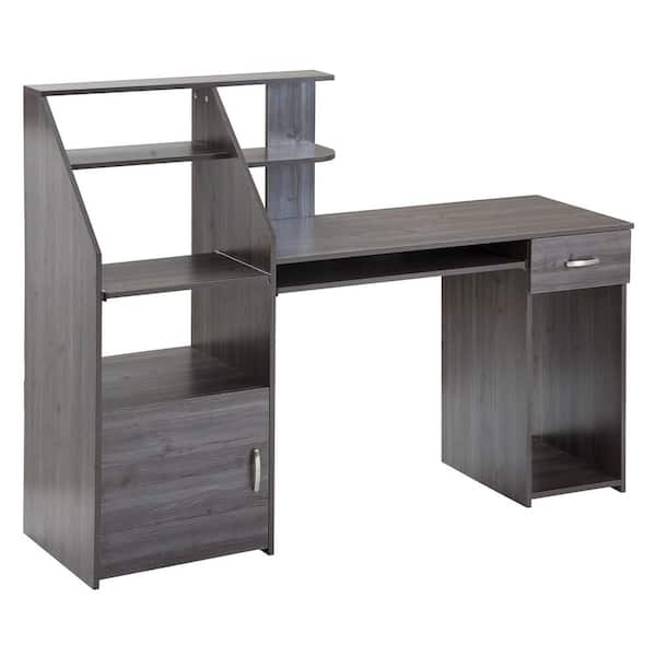 aisword 63.4 in. Gray Multi-Functions Computer Desk with Cabinet
