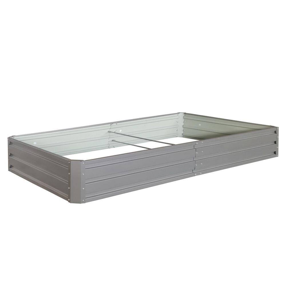 8 x 4 x 1 ft. Gray Rust-Proof Metal Rectangular Outdoor Garden Bed Planter 