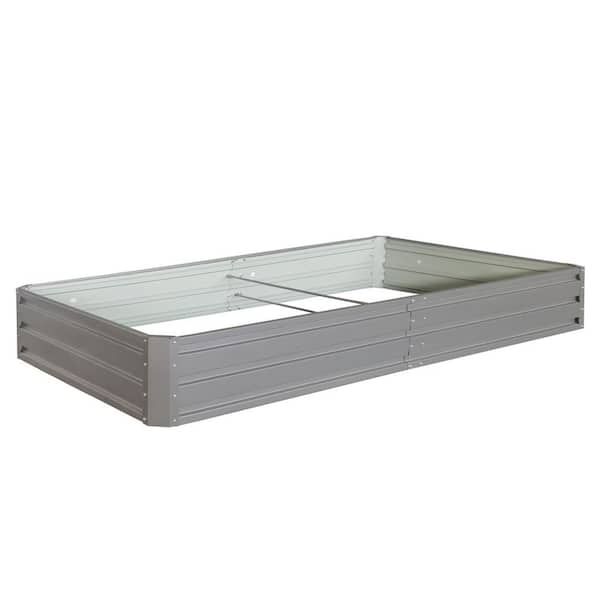 Unbranded 8 x 4 x 1 ft. Gray Rust-Proof Metal Rectangular Outdoor Garden Bed Planter Box for Vegetables Flowers Herb (1-Pack)
