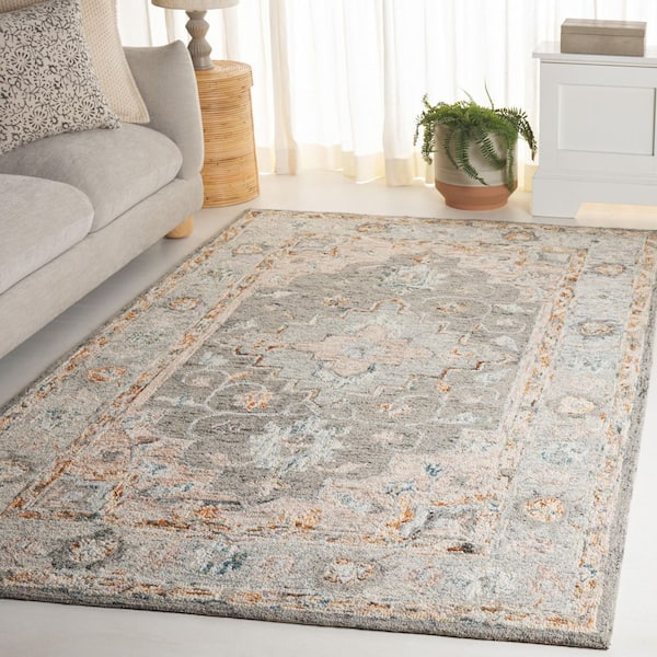 Anatolia 4 ft. x 6 ft. Gray/Rust Oversized Medallion Area Rug