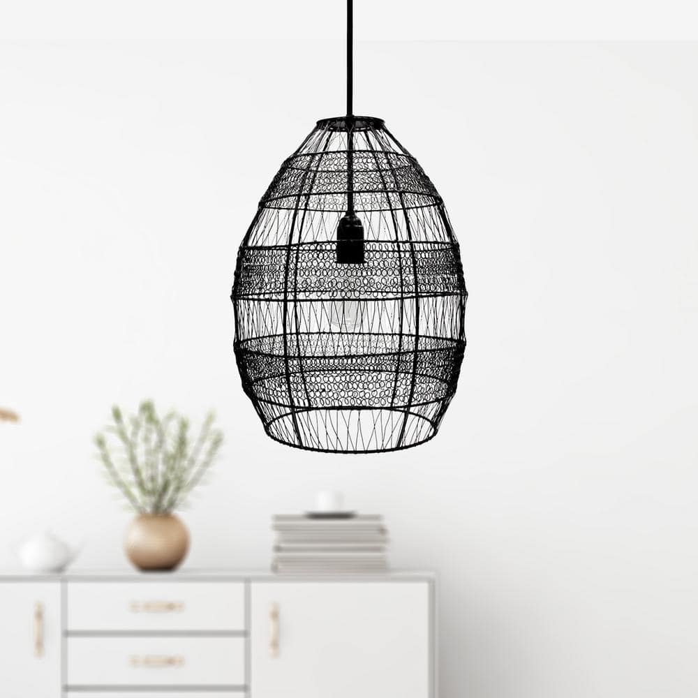 Matte Black Industrial Metal Dome Pendant Light, 18.5 in.
