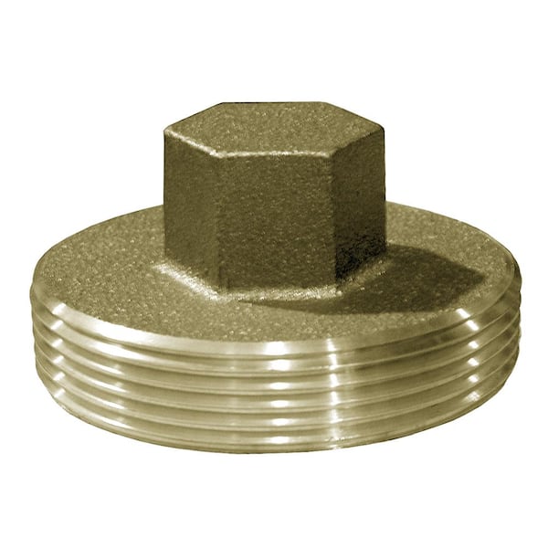 JONES STEPHENS 4 in. Brass Raised Head Heavy Pattern Cleanout Plug 4-3/8 in. OD for DWV