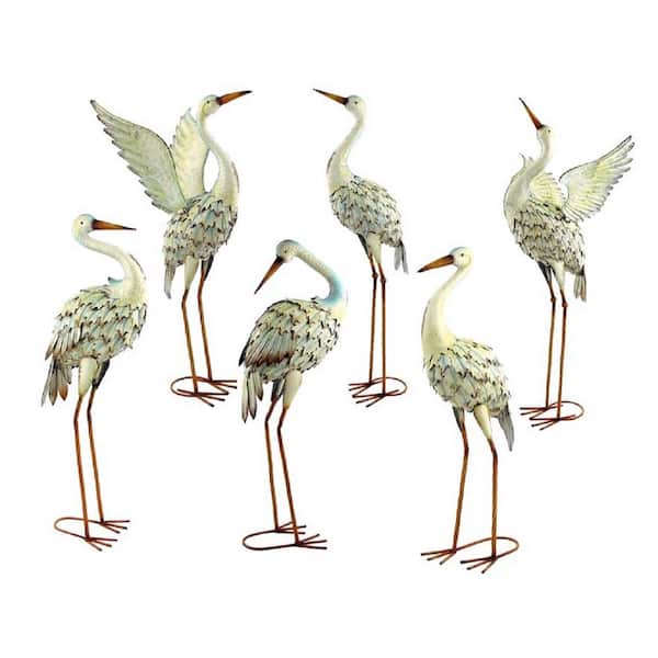 Zaer Ltd. International Iron Heron Garden Statues (Set of 6)