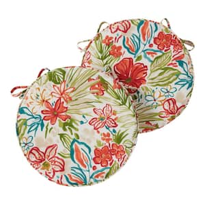 18 in. x 18 in. Breeze Floral Round Outdoor Seat Cushion (2-Pack)