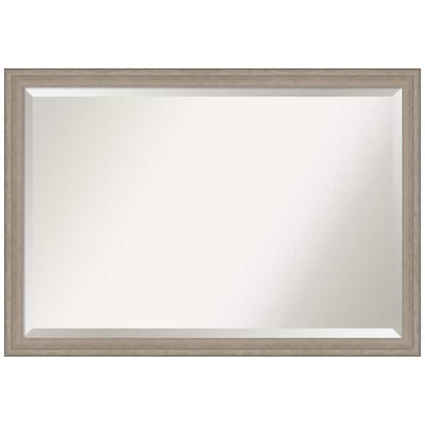 Amanti Art Medium Rectangle Satin Grey Beveled Glass Casual Mirror (27 in. H x 39 in. W)