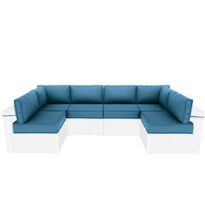 26 in. x 26 in. x 4 in. (14-Piece) Deep Seating Outdoor Sectional Cushion Blue