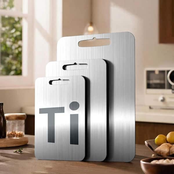 3-Pieces Sided Food Grade Rust Titanium Cutting Board 11.8 x 7.8 13.8 x 9.4 18 x 11.8 in. Durable, Sanitary Kitchen Tool