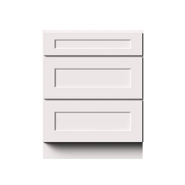27 in. W x 24 in. D x 34.5 in. H Ready to Assemble Solid Wood Frame Shaker Drawer Base Kitchen Cabinet in White