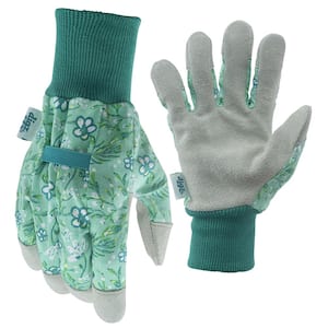 Women's Large Leather Palm Fabric Gloves