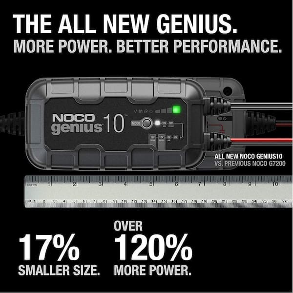 Noco Genius Genius10 10 Amp Fully Automatic Smart Charger 6v 12v Battery Charger Battery Maintainer Genius10 The Home Depot