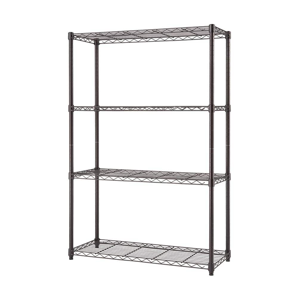 Industrial Black 4-Tier Adjustable Steel Wire Shelving Unit