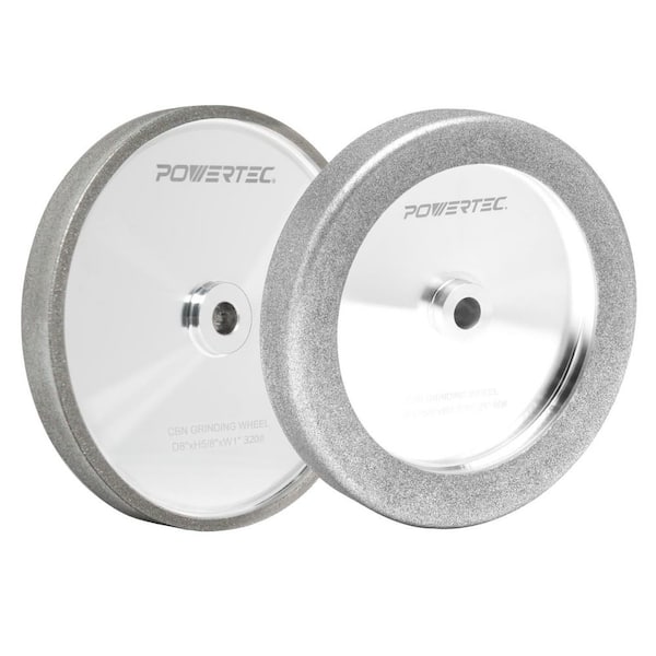 8 in. x 1 in. x 5/8 in. 320 Grit CBN Grinding Wheel & 8 in. x 1-1/2 in. x 5/8 in., 80 Grit, CBN Sharpening Wheel, 2PK