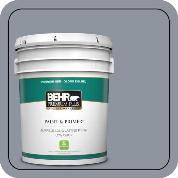 BEHR PREMIUM PLUS 5 gal. #750F-4 Raging Sea Semi-Gloss Enamel Low Odor Interior Paint & Primer