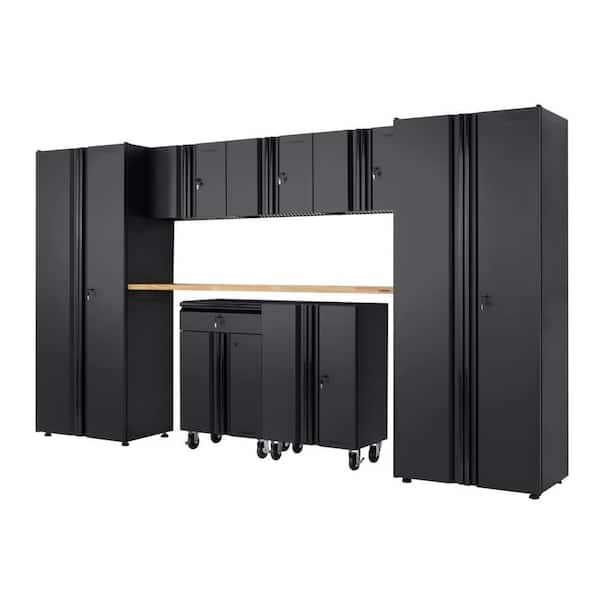 Husky 8-Piece Regular Duty Welded Steel Garage Storage System in Black (133 in. W x 75 in. H x 19.6 in. D)