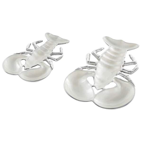 Litton Lane Silver Aluminum Lobster Enameled Decorative Tray (Set of 2)
