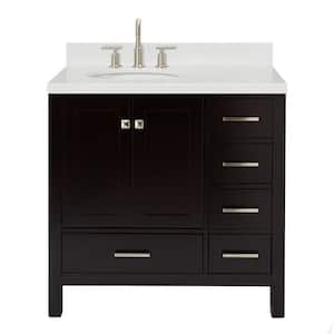 Cambridge 36.25 in. W x 22 in. D x 36 in. H Single Sink Freestanding Bath Vanity in Espresso with Carrara Quartz Top