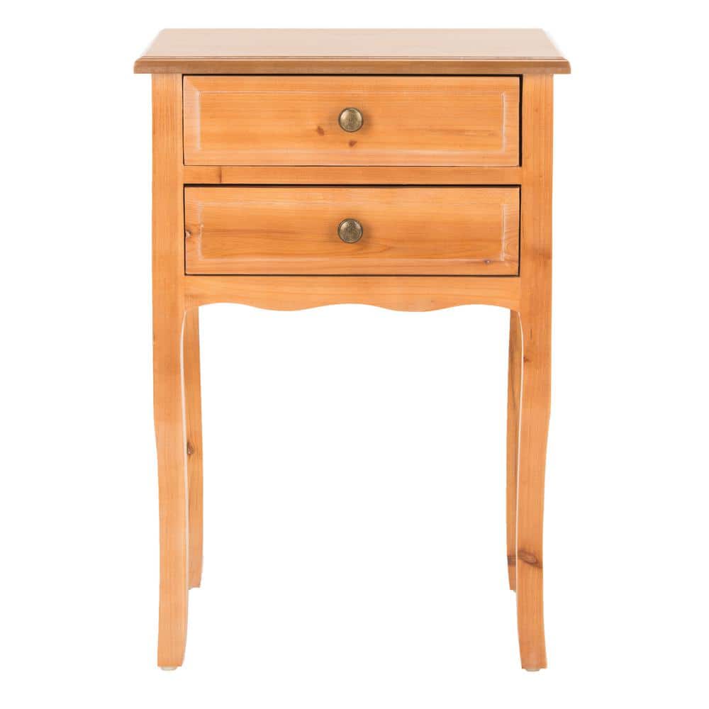 Transitional Black and Brown Wood End Table with Dual Drawers