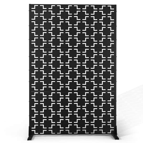 72" Hx47" W Metal Privacy Screen for Deck Patio Balcony Garden, Freestanding Decorative Privacy Screen & Panels, Black