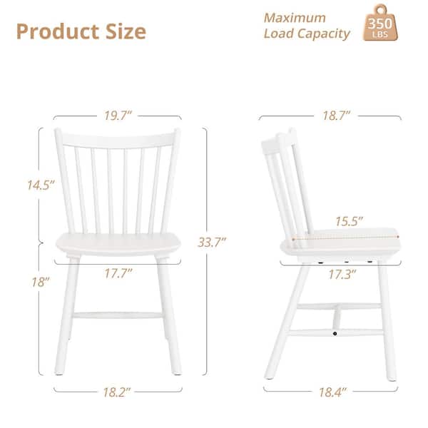 Winston White Classic Windsor Dining Chair Solid Wood Farmhouse Dining Chair with Spindle Back (Set of 6)