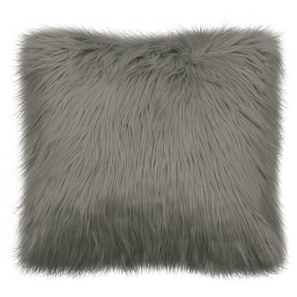 gray shag pillow