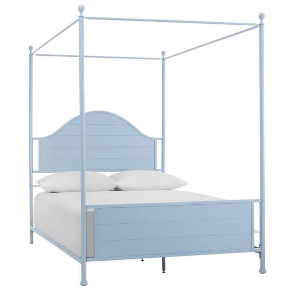 Home Decorators Collection Corlyn Raindrop Blue Metal Queen Canopy Bed with Curved Headboard (62 in W. X 84.25 in H.)