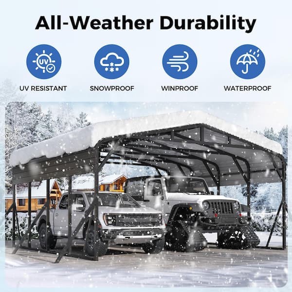 VIWAT 20 ft. W x 20 ft. D Metal Carport, Car Canopy and Shelter