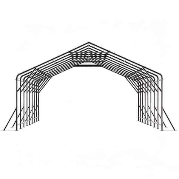 20 ft. W x 40 ft. D Black Roof Steel Carport with Reinforced Base,Garage Shelter for Car, Boats and Trucks