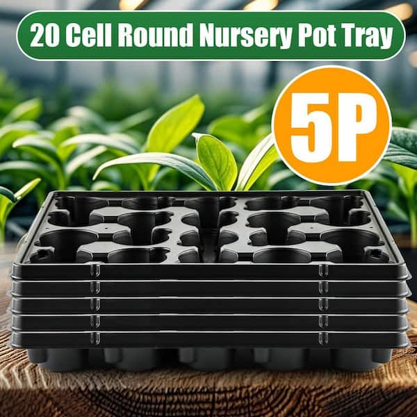 Phewnyzo 20 Cell Plant Trays for 3 in. Nursery Pots Sturdy Plastic