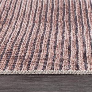 Rust 7 ft. 7 in. x 9 ft. 6 in. Contemporary Distressed Stripe Machine Washable Area Rug