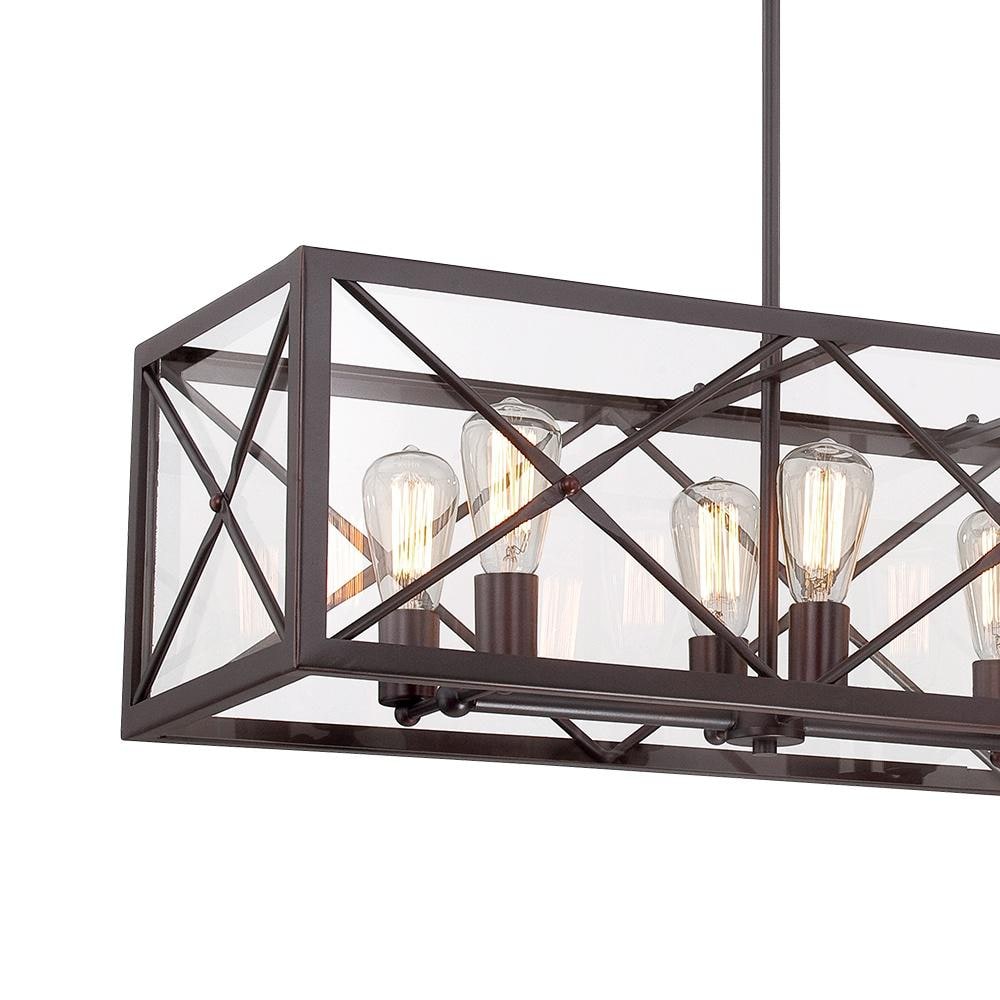 Satin Bronze 8-Light Linear Chandelier with Plug-in Feature